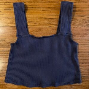 Adore Me Dark Blue Lounge Ribbed Crop Top Tank Lounge Bralette
